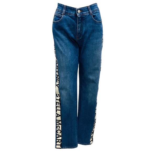Stella McCartney Denim - STELLA MCCARTNEY SKY BLUE DARK STONE DENIM LOGO JEANS